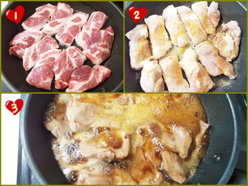豚バラ照り焼き丼,キャベツ,かさ増し,豚バラ肉,豚肩ロース肉,作り方,レシピ,焼き方,