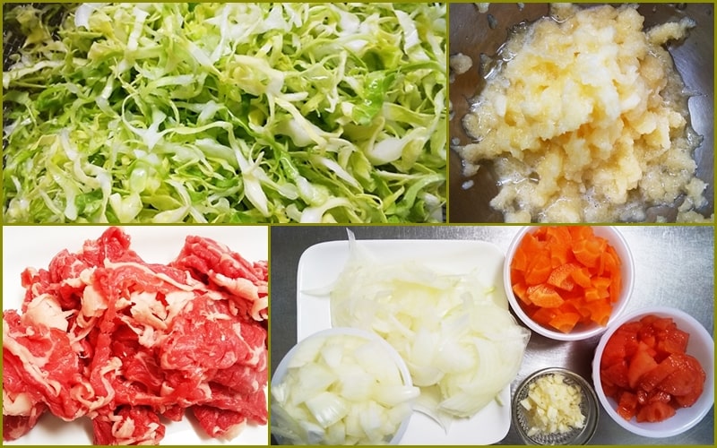 金沢カレー　材料　野菜　切り方