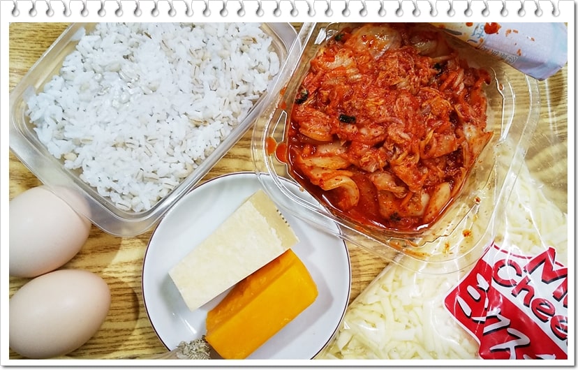 チーズマグマ鉄板,韓国グルメ,キムチチャーハン,材料,